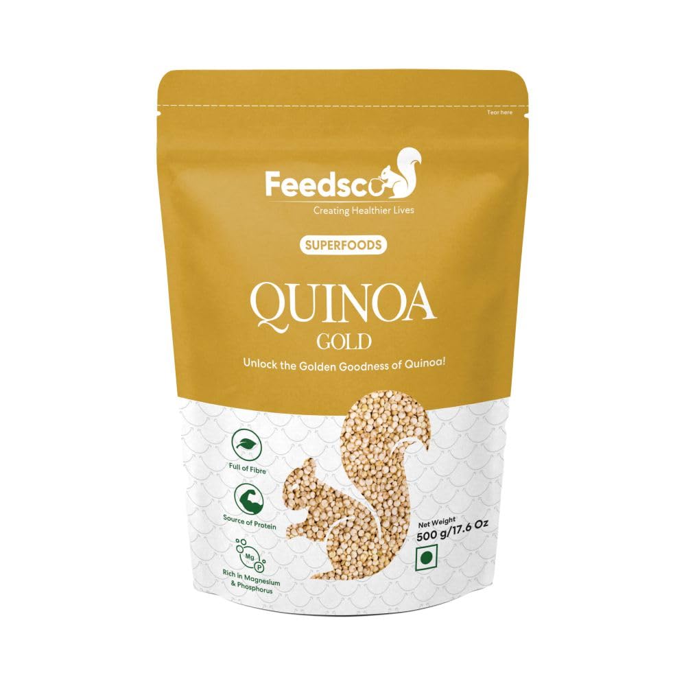Quinoa 500g – Indian Origin, High Protein Wholegrain | Gold Quinoa Superfood, Cooks Like Rice | Healthy Breakfast, Weight Management & Vegan Diet Friendly (Pack of 1)