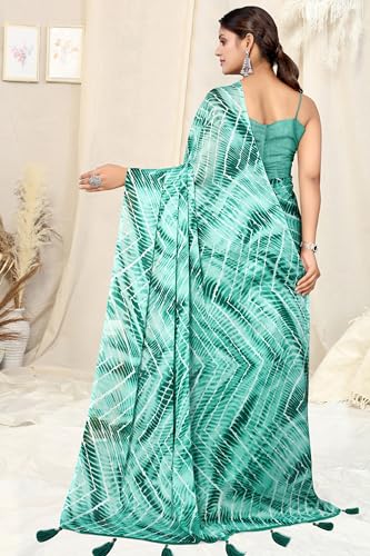 Image of MIRCHI FASHION Saree for Woman Chiffon Shibori Printed | Lightweight Regular Use and Professional Office Sari with Blouse Piece