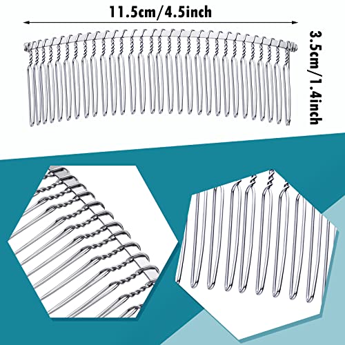5 Pieces Hair Clip Combs Metal Wire Hair Combs Wire Twist Bridal Wedding Veil Combs (White K,30 Teeth) #TOP1