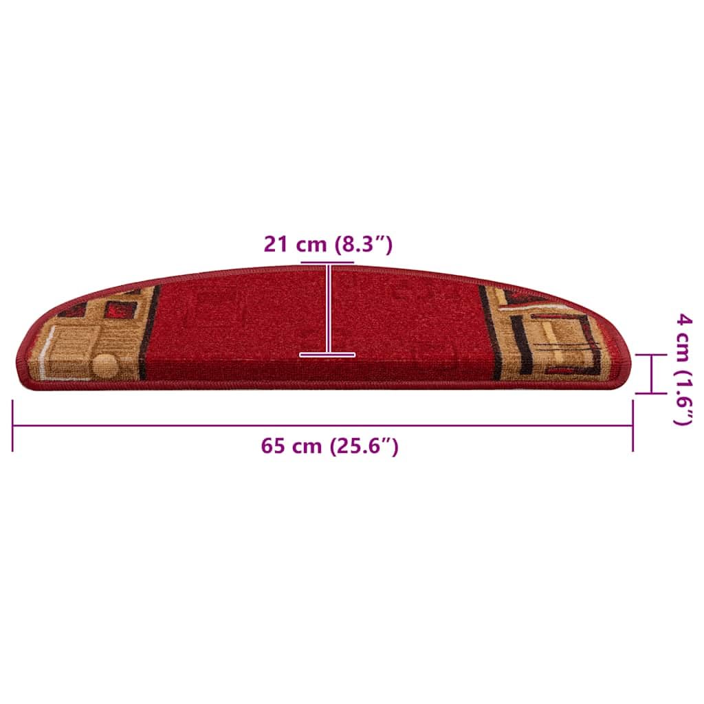 Stufenmatten Selbstklebend 5 Stück 65x21x4 cm Rot Treppenstufen Matten, Teppich Innen für Treppen, rutschfest Stufenmatten Treppenteppich