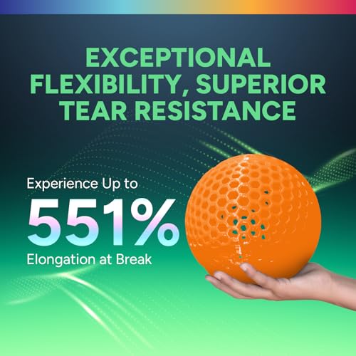 Image of OVERTURE TPU Filament 1.75mm Flexible Roll, 95A Soft 3D Printer Filament, 1kg Spool (2.2 lbs), Fit Most FDM Printer (TPU Neon Orange)