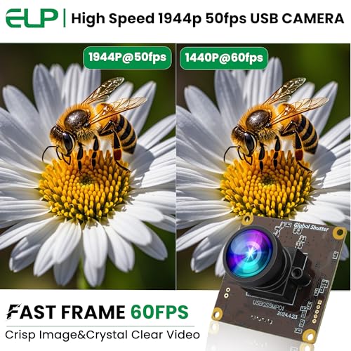 ELP 5MP Global Shutter 50fps USB Camera Module for Computer UVC USB2.0 Lightburn Camera for Laser Engraver High Speed 60fps PC Cam Wide Angle Webcamera for Live Streaming (100°no Distortion Lens) by ELP - Used condition - Image 6