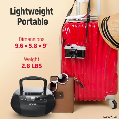 image for Craig Portable Top-Loading CD Boombox with AM/FM Stereo Radio and Cass