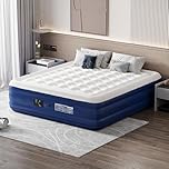 COTUBLR King Size Air Mattress with Built-in Pump, Inflatable Air Bed in 3 Mins Quick Self-Inflation/Deflation, 16" Height Flocked Top Waterproof Air Bed for Camping, Home, Guests, Travel, White