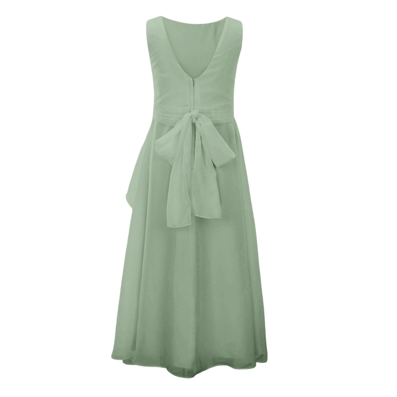 Generisch Abito da bambina, elegante, senza maniche, con scollo rotondo, per esibizioni, matrimoni, eventi all'aperto, perfetto per
