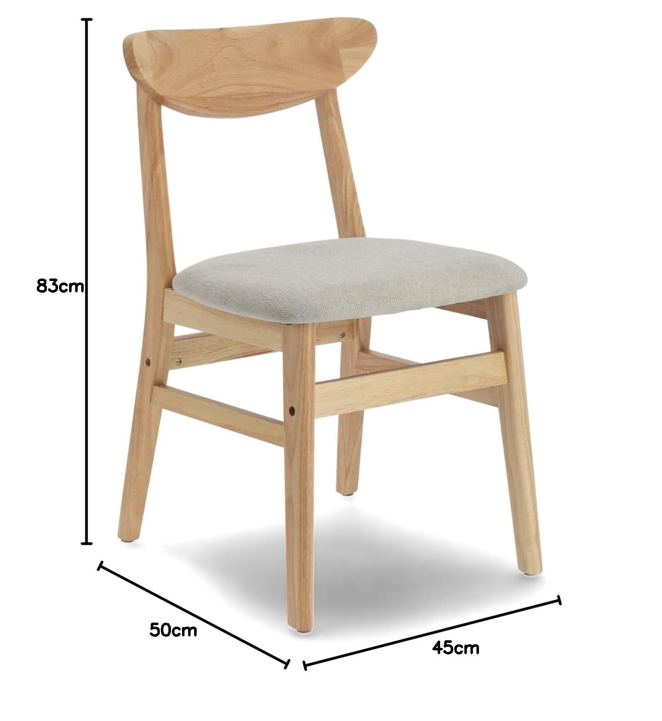Home Heavenly®Pack de 2 sillas de Comedor Dover Estilo nórdico, Silla de Madera para Comedor Cocina Restaurante o Bar con Asiento tapizado en Color Beige