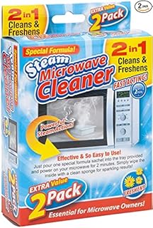 Twin Pack, Microwave Steam Cleaning Packs with Tray, Fast Acting Microwave Degreaser & Fat Stain Remover Cleaner, Cleans and Freshens Microwaves in 2 Minutes