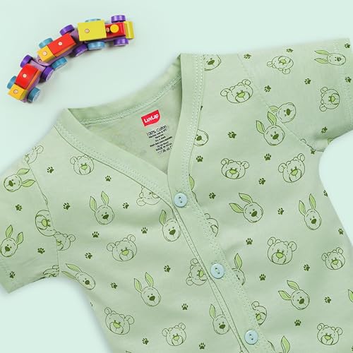 Image of LuvLap Baby Girls Regular Fit 100% Cotton Half Sleeves Girls Jhabla Shirt Pack of 4