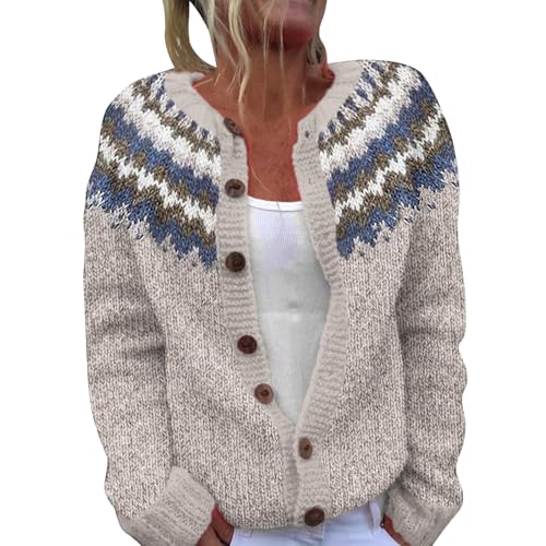 Women's Fair Isle Cardigan Sweater Vintage Argyle Knitted Jacket Icelandic Nordic Coat Colorful Boho Floral Cardigans(Mint Green,XXL)