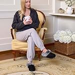 HomeTop Women's Classic Microsuede Memory Foam Slippers Durable Rubber Sole with Warm Faux Fur Collar - Image 2