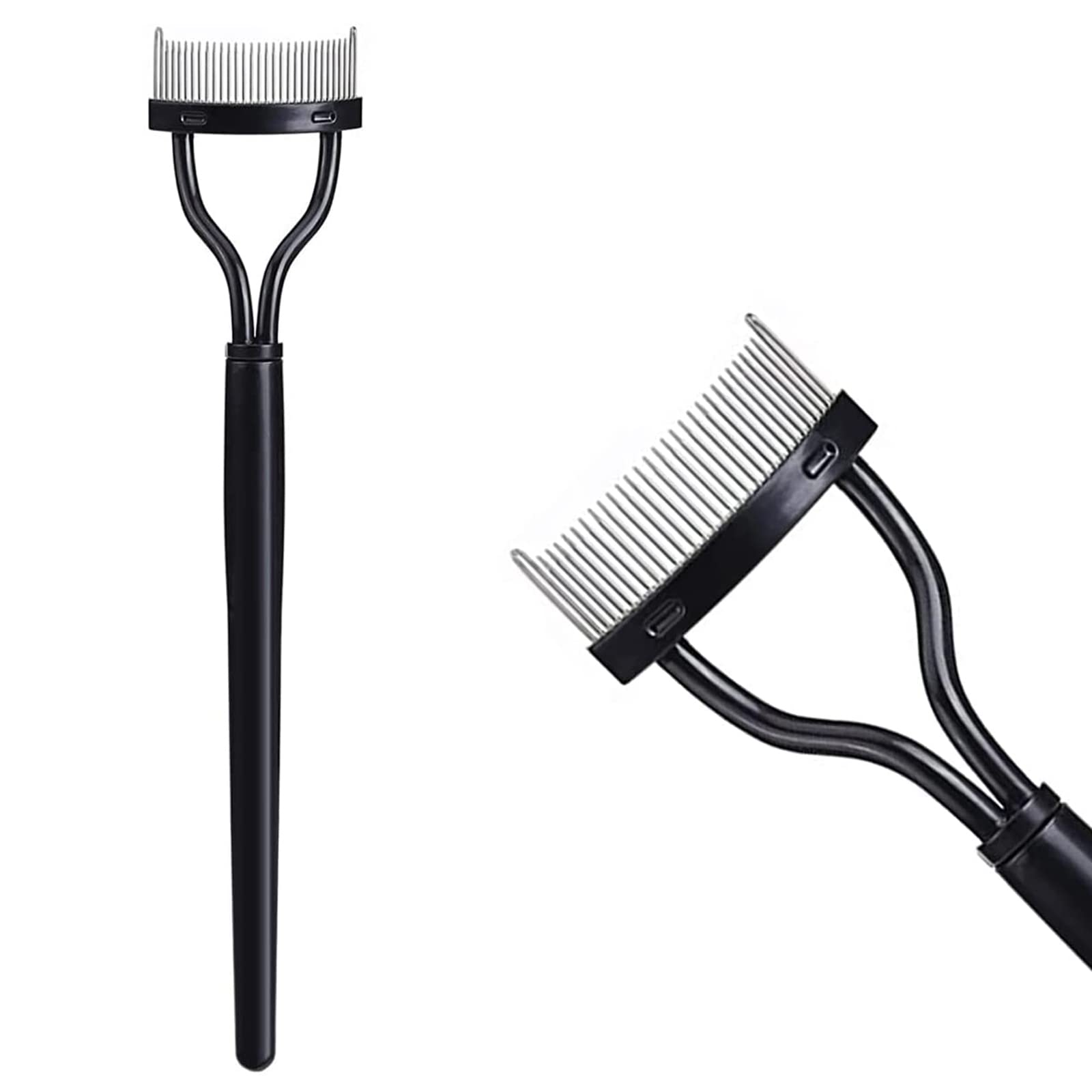 DAPIN Eyelash Brush, Mascara Eyelash Comb Styling and Combing Eyelash Separation Special Ultra-fine Steel Needle Combing Brush Eyelash applicator Tool, Black (Pink)