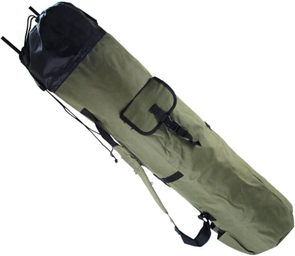 Cylindrical Fishing Rod Bag Large Capacity Lightweight Organizer with Multi Pockets Durable Comfortable Shoulder Strap for Outdoor Fishing Gear Green