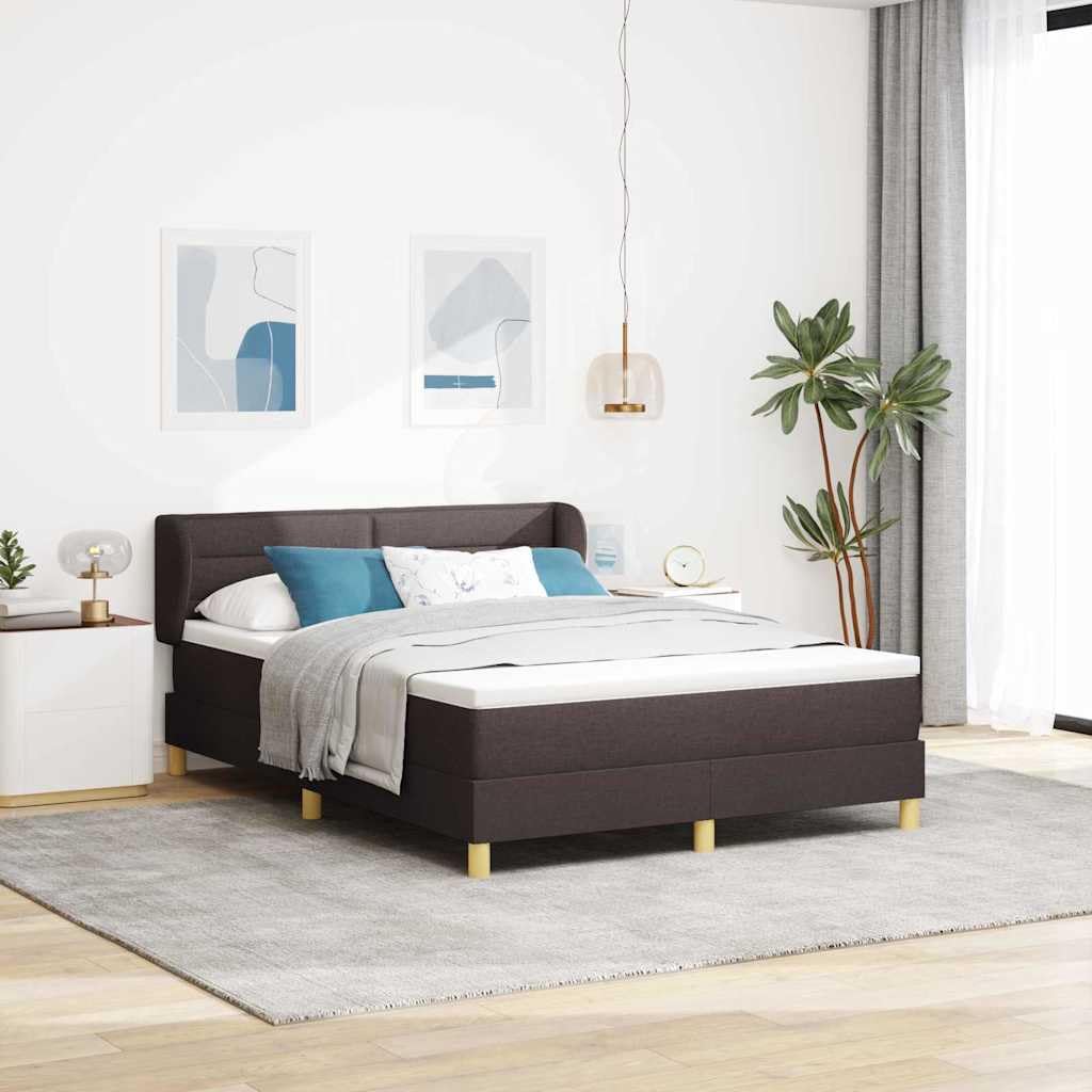 Lit à Ressorts avec Matelas Marron foncé 140 x 190 cm Tissu,Lits & Cadres de lit,60.18kg-3340146