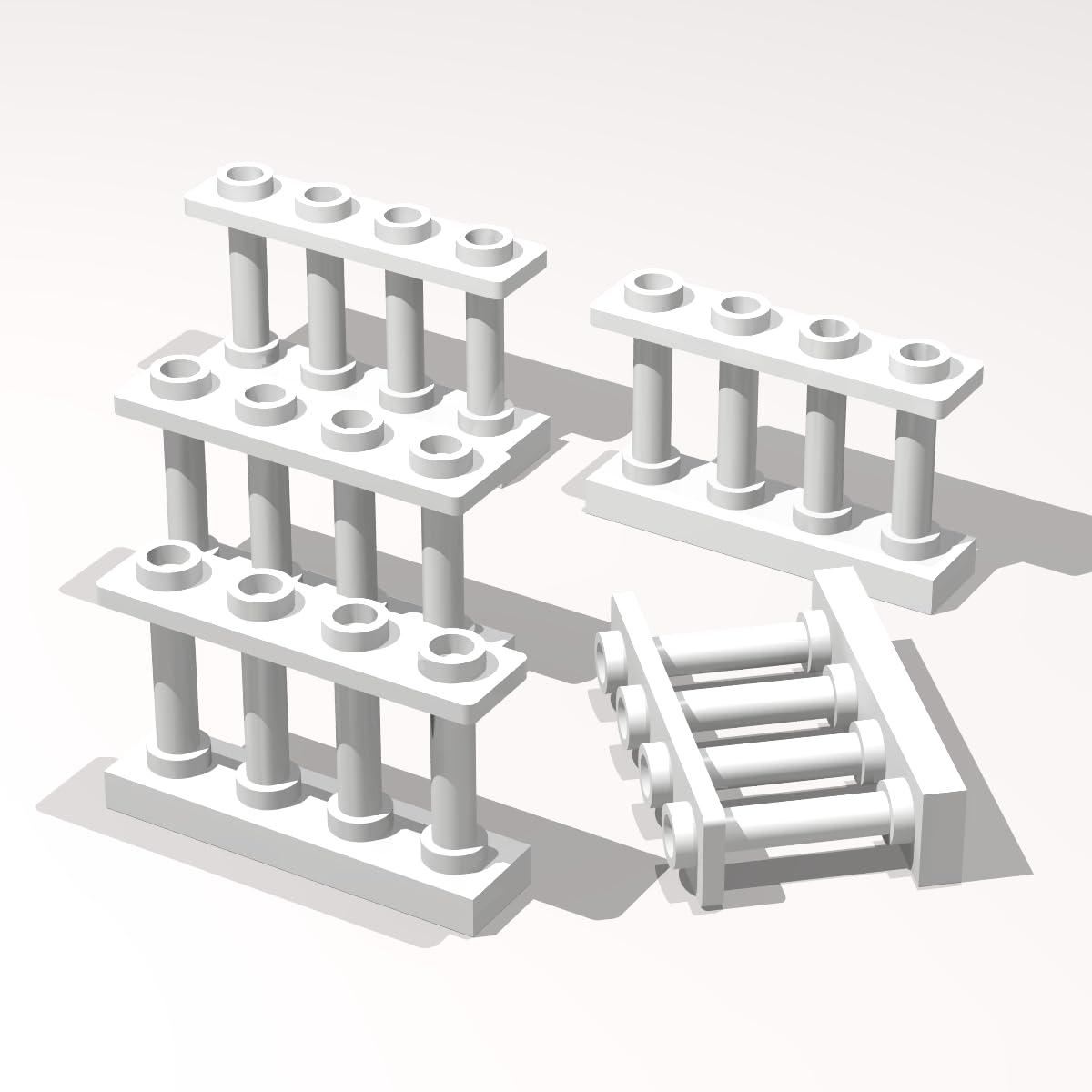Classic Building Fence Bulk, Spindled 1x4x2 (4 Top Studs) 120 Piece, Compatible with Lego Parts and Pieces:(Colour:White)