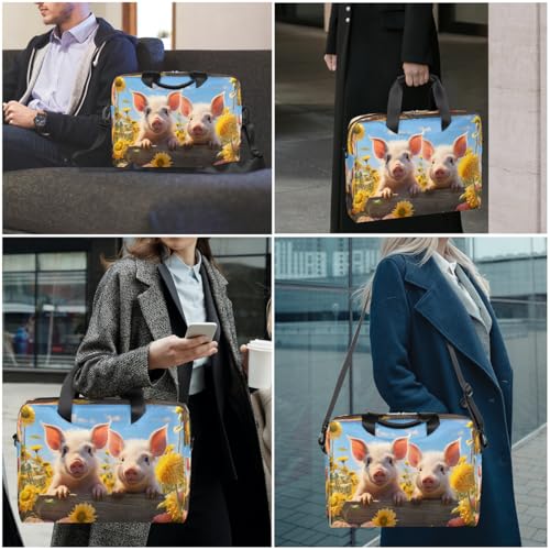 Bolsa para laptop con diseño de cerdito y girasol miniatura 2