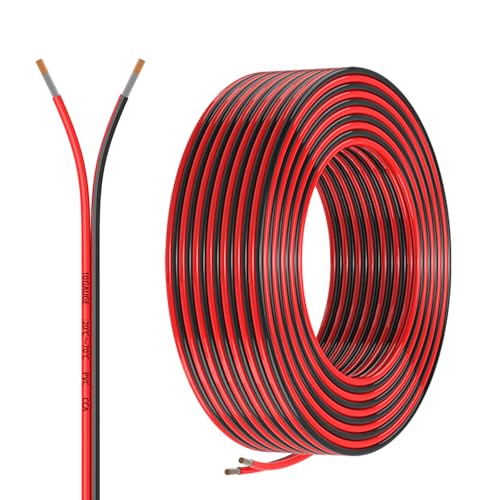 10 Gauge 2 Conductors 30FT Electrical Wire, Red Black Cable, Flexible Low Voltage PVC Copper Clad Aluminum Extension Cord for Car Speaker Wire, LED Wire,Lamps Lighting,Residential Wiring 12V/24V DC.
