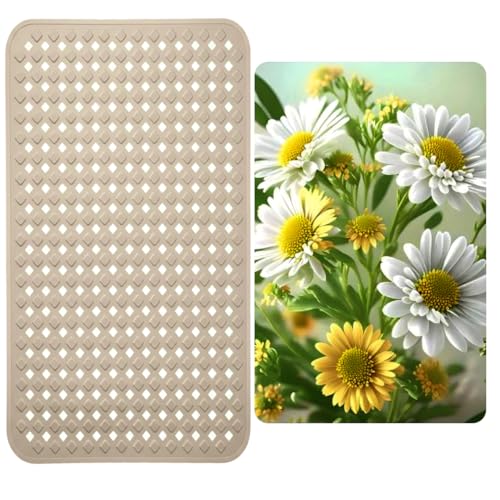 Image of Door mat Bathroom mats Anti Slip for Entrance Floor Foot Skid Bathtub Bath Shower Suction Cups (Beige Combo 2)