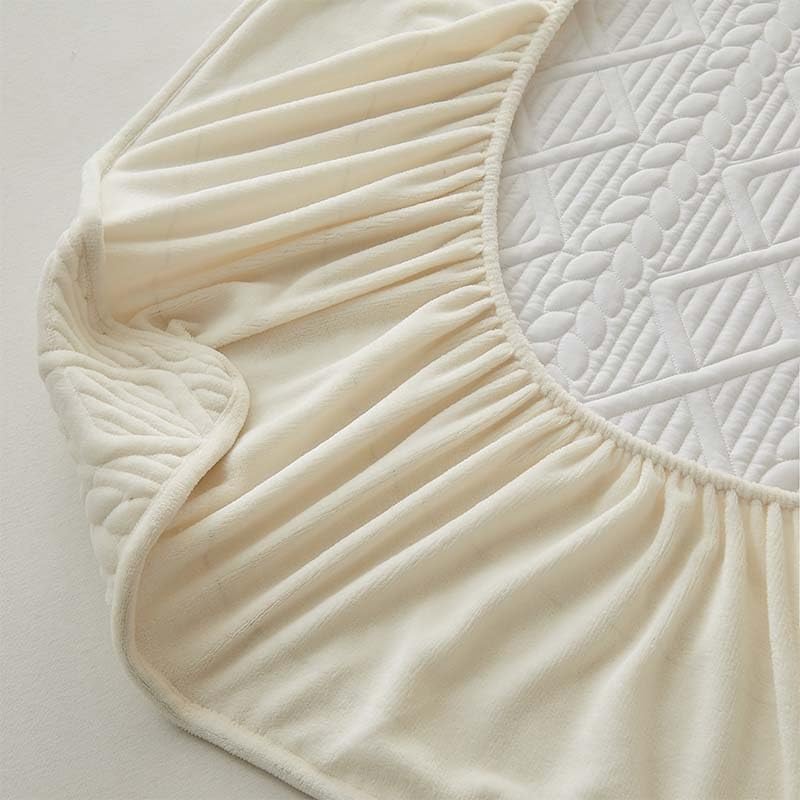 Mattress Protector - Faux Fur Mattress Topper Set Fits Up 6-21 Inch Deep Pocket Bed Mattress - Breathable Noiseless Mattress Pad Cover Protection Washable (Color : White, Size : Twin)