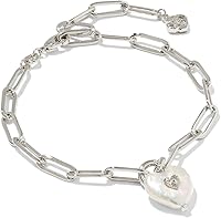 Kendra Scott Sasha Heart Delicate Chain Bracelet with Freshwater Pearl Charm on Paperclip Chain