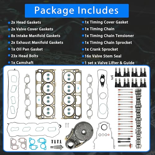 NON AFM Camshaft Kit Lifter Head Gasket Set Timing Chain VVT Gear Bolts Fit For GM Sierra Yukon XL Chevy Suburban Silverado 1500 L83 L84 5.3L 2014-2021 HS26744PT 12619823 12623368 by YIDEZU - Image 3