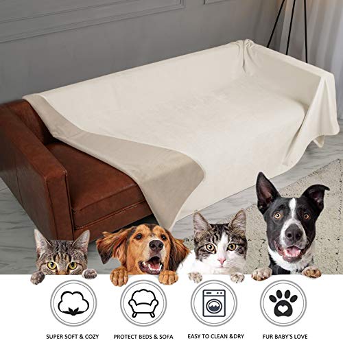 Ameritex Pet Bed Blanket Reversible 100% Waterproof Velvet Super Soft for Sofa and Bed (52x82 Inches, Cream+Beige) - Image 5
