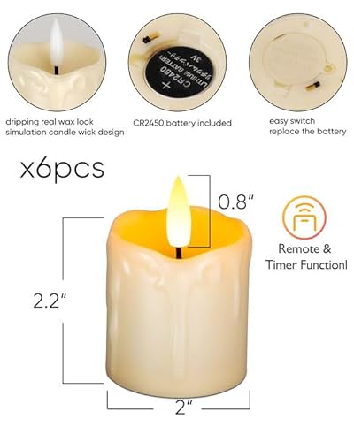 Homemory 2 Inch X 2 Inch Timer Remote Control Flickering Flameless Votive Candles thumb #2