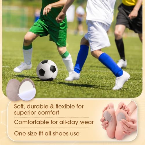 Image of Syhood 20 Pieces Metatarsal Felt Pads Foot Insert Pads Ball of Cushion for Pain Relief Forefoot and Sole Adhesive Accessories for Men and Women 1 /4 Inch Thick (Oval Style,Nude,Leather)