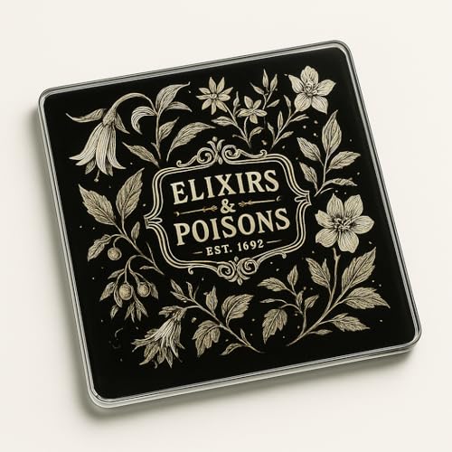 Unique Acrylic Coaster Gift - Botanical Alchemy Design with Vintage Elegance and Occult Florals