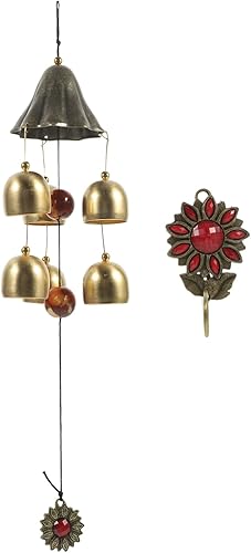 PRETYZOOM Vintage Sunflower Wind Chime Decorative Metal Bell Ornament for Indoor Outdoor Home Decor Crisp Sound Retro Design for Garden and Patio