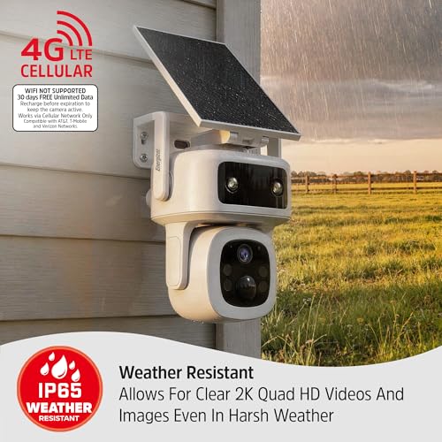 Energizer Smart 4G LTE Cellular Security Camera with Solar Panel, 2K Outdoor Wireless Pan Tilt Camera, No WiFi Required, Rechargeable Battery, Color Night Vision, Motion Detection, White - image 4