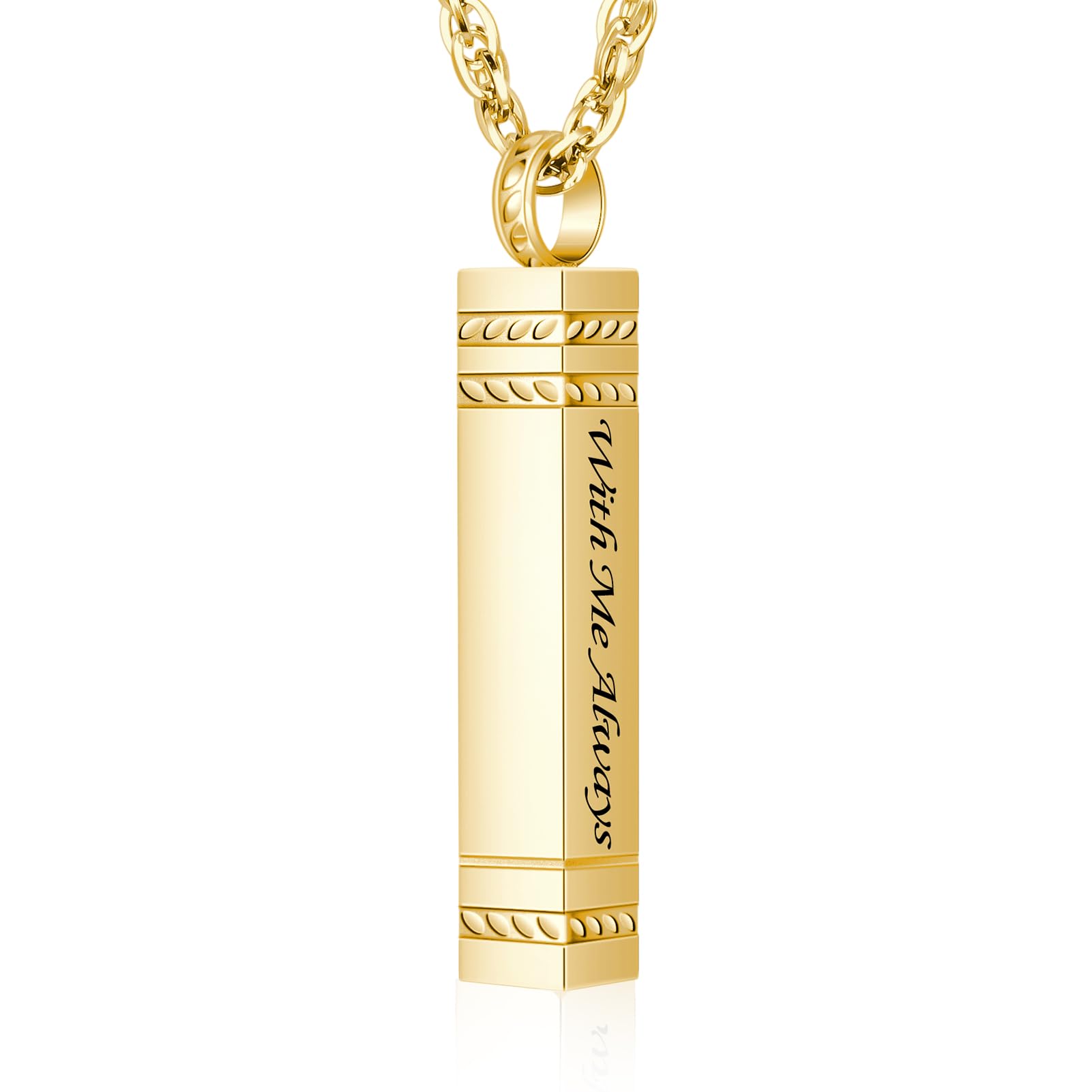 abooxiu Urn Necklace for Ashes Memorial Cremation Jewelry for Ashes Stainless Steel Ashes Jewelry Cube Ashes Necklace Bar Urn Pendant for Women Men