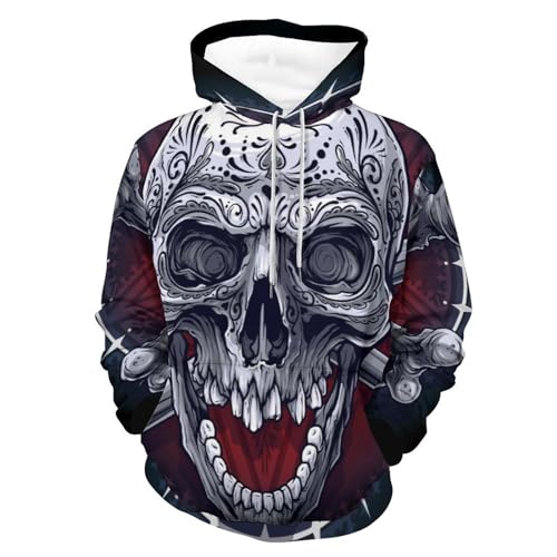 Sweat à capuche crâne blanc UMENG, hoodie confortable à manches longues pour style gothique