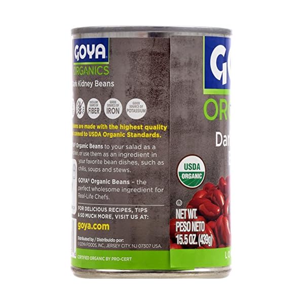 Goya Foods Organic Dark Red Kidney Beans, 15.5 Ounce (Pack of 24)