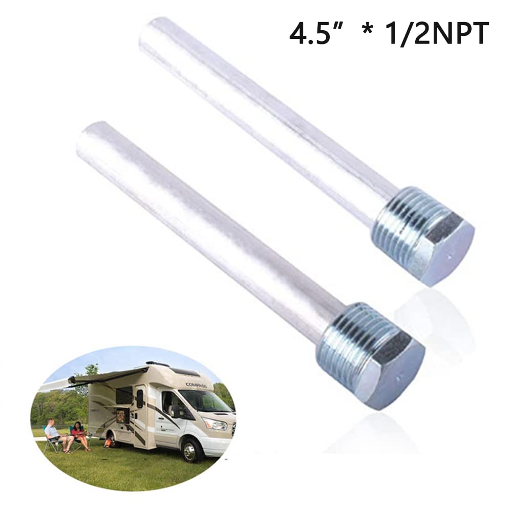 Riloer Lot de 2 bâtons d'anode de magnésium pour chauffe-eau RV, tige d'anode pour chauffe-eau chaude, pièces de rechange pour chauffe-eau