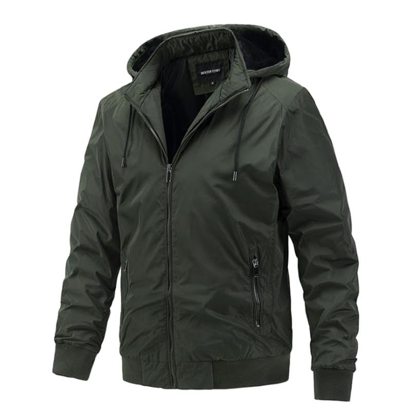 Xingfenly Men' Jacket Spring And Autumn Slim Coats Casual Solid Color Tops Hooded - Jackets3