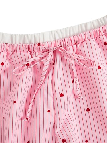 GORGLITTER Women's Y2k Wide Leg Striped Boxer Pants Heart Print High Waisted Lounge Trousers3