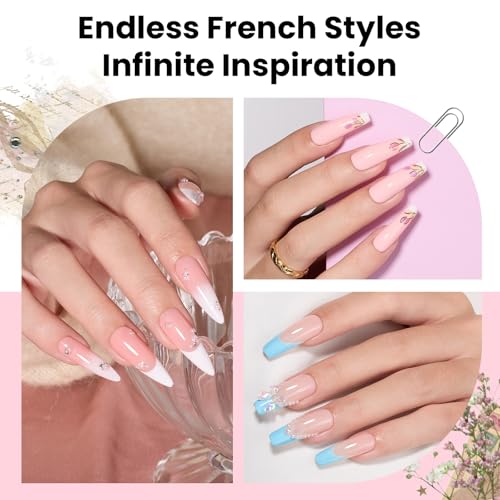 Image of Beetles French Manicure Nail Art Stickers 30 Sheets French Tip Tool 3 Designs Self-Adhesive Nail Tips Guides for DIY Decoration Nails Art