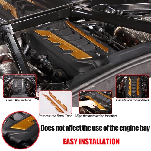 Image of Sekhyna Engine Bay Panel Cover Trim 2PCS Compatible with Corvette C8 Stingray 2020-2025 Engine Cover Left Right Protective High Temperature Resistance Cover Trim Accessories (Yellow)