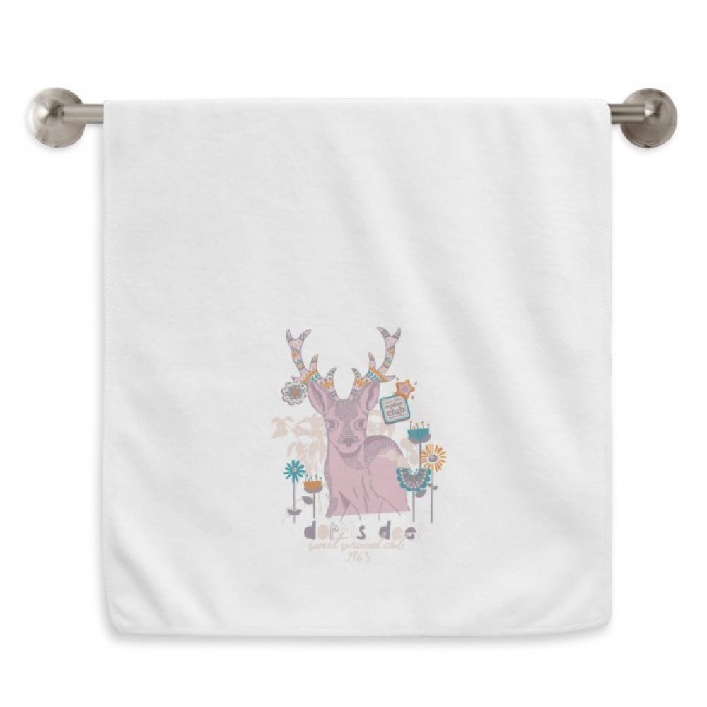 Serviettes de toilette motif renne effet artistique linge de maison blanc