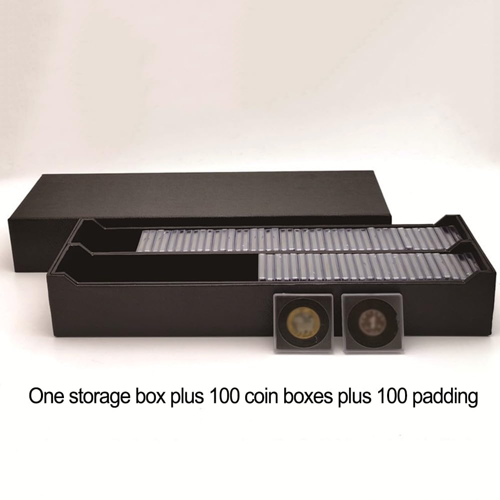 Set di 100 capsule trasparenti per monete, da 20 mm a 40 mm, scatola