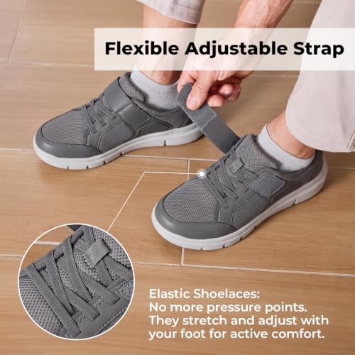 Image of FitVille Wide Diabetic Walking Shoes for Men, Lightweight Non-Slip Breathable Casual Shoes for Swollen Feet for Standing All Day
