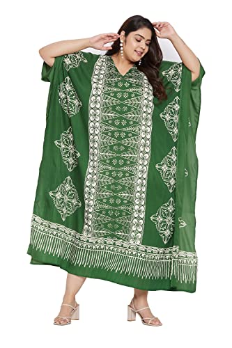 Image of Oussum Plus Size Kaftan Dresses for Women, Polyester Summer Caftan Cover Up Maxi Beach Dress, 1X-3X