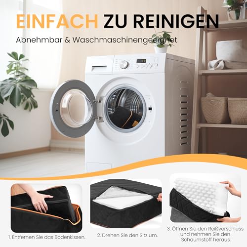 HiPetpy Hunde Autositz –Autositz mit Decke & dickem Kissen für kleine Hunde bis 14 kg/30 lb, Erhöhtes Design mit Sicherheitsleine, rutschfestes Hundebett fürs Auto mit Aufbewahrungstaschen (Braun)