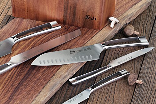 Cangshan N1 Series 59205 6-Piece German Steel Forged Knife Block Set, Acacia Block