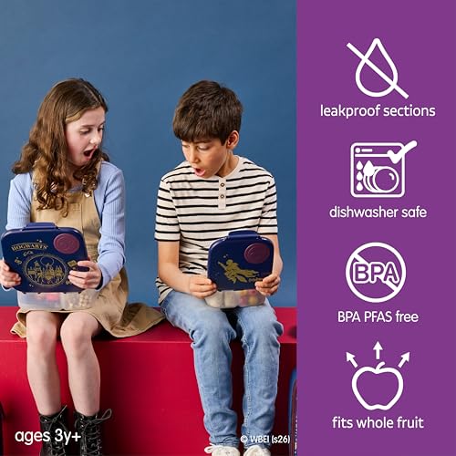 Image of b.box Harry Potter Mini Lunch Box Kids | 4.25 Cup Leak Proof Bento Box for Kids Ages 3+ | 3 Compartment Snack Containers, School Lunch Container, Dishwasher Safe, BPA-Free, PFAS-Free