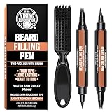 Viking Revolution Beard Pen (2 Pack) - Light Reddish Brown Beard Pencil Filler for Men - Beard Filler for Men Waterproof Beard Filling Pen Kit - Long Lasting Beard Filler Pen with Brush