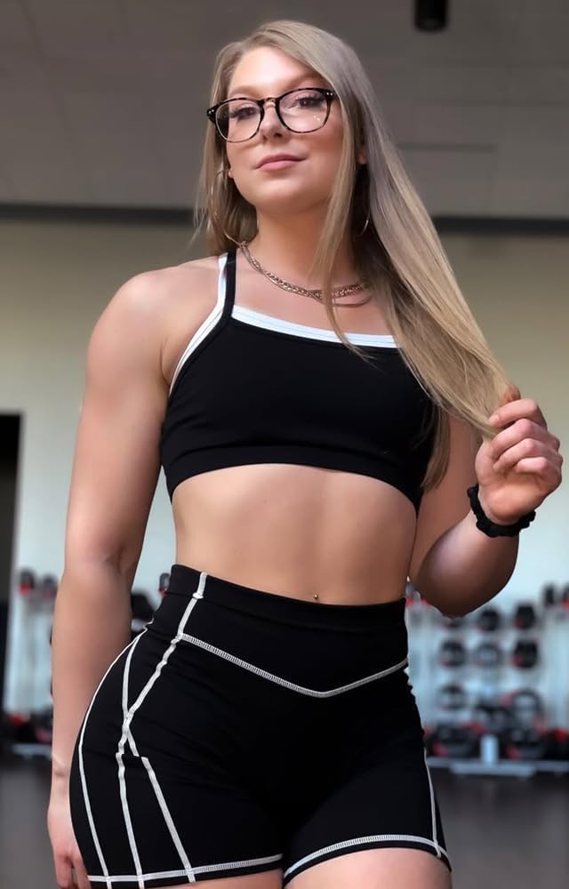 Aoxjox Women's Workout Sports Bras Takes Two Bra High Impact Training Fitness Running Yoga Crop Tank - Image 2