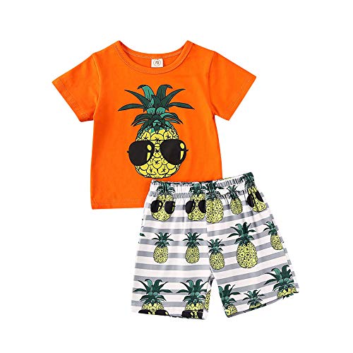 Image of FYBITBO 2Pcs Baby Boys Summer Clothing Sets Cute Letters Print Sleeveless Tank Tops T-Shirt+Palm Shorts Outfits