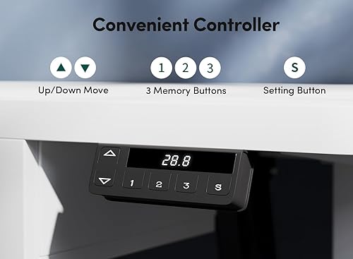 Miniatura 51 de FEZIBO Escritorio eléctrico de altura ajustable con cajón, tablero de 63 x 24 pulgadas, marco negro/parte superior negra Negro -,Luz rústica,Marrón