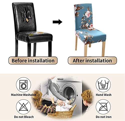 Image of Styleys Chair Covers for Dining Room, Stretch Dining Chair Cover, Washable Spandex Kitchen Chair Slipcovers (Set of 2, Sky Blue Flower, SLMC-160)
